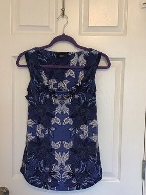 INC International Concepts Blue Floral Cowl Neck Camisole